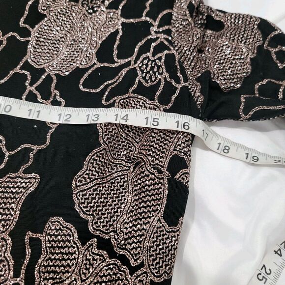 Betsy & Adam Black and Silver Floral Maxi Dress - Picture 9 of 12